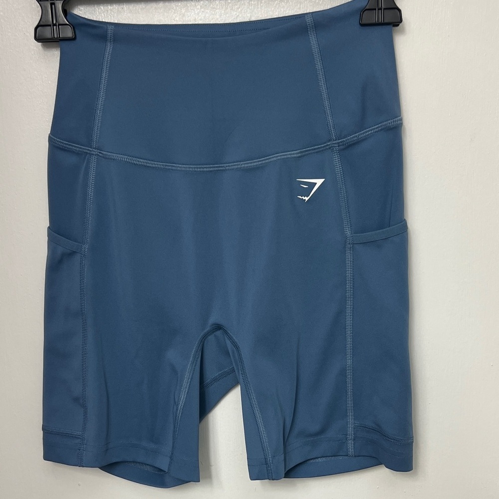 Gymshark Pocket Shorts- Blue Bike Shorts, Size XS, 2 side pockets, EUC - Picture 8 of 10